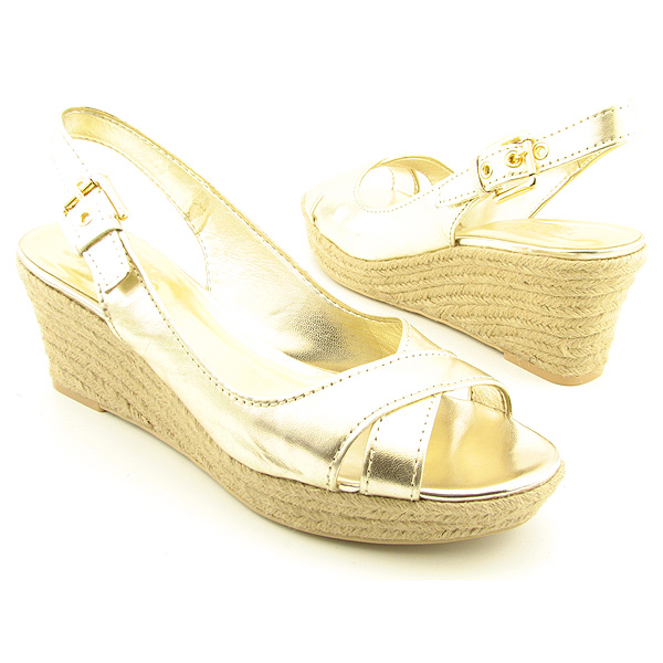 FRANCO SARTO Comedy Open Toe Slingbacks Gold