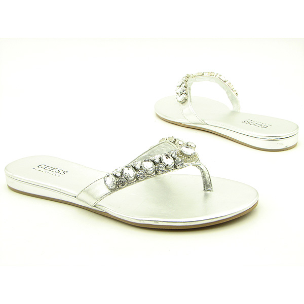 GUESS Gratefuly Thong Sandals Silver