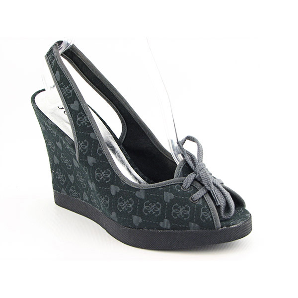 GUESS Jersey Platforms Wedges Slingback Shoes Gray
