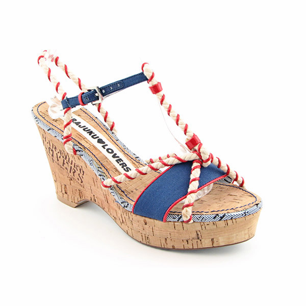 HARAJUKU LOVERS Label Platform Wedges Blue