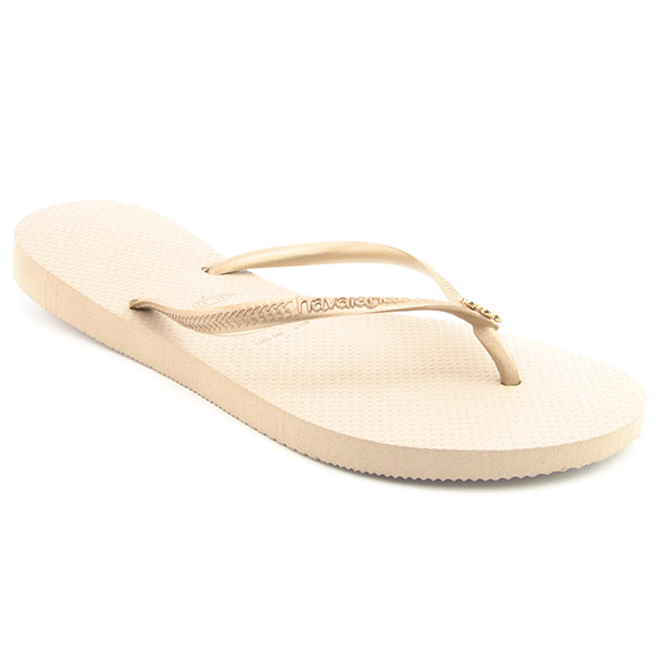 HAVAIANAS Slim Crystal Flower Thong Sandals Gold