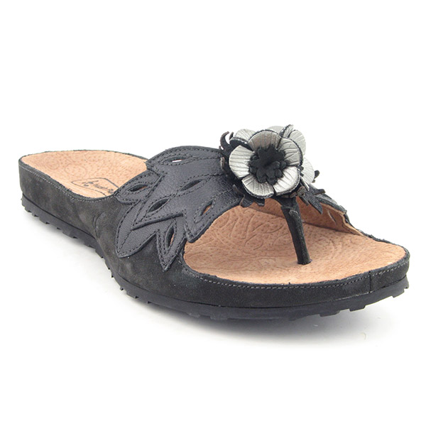 HUSH PUPPIES Flower Child Slides Black