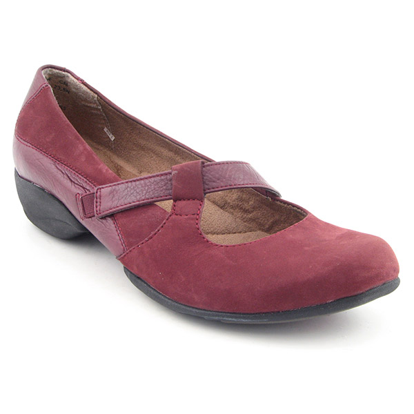 HUSH PUPPIES Azune Flats Mary Janes Shoes Burgundy