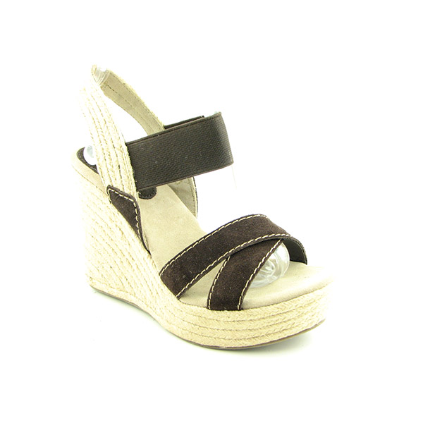 MIA Garter Platform Wedges Brown