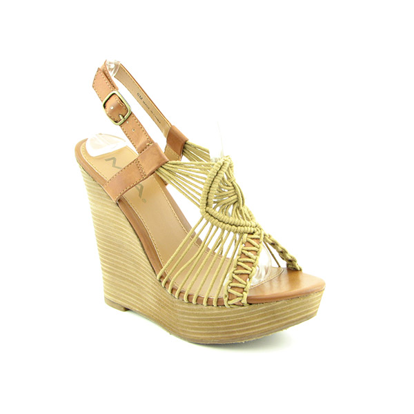 MIA Macrame Platform Wedges Beige