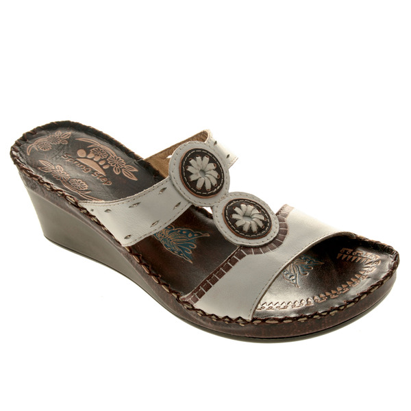 Womens White Sandals Slides SPRING STEP Tamara