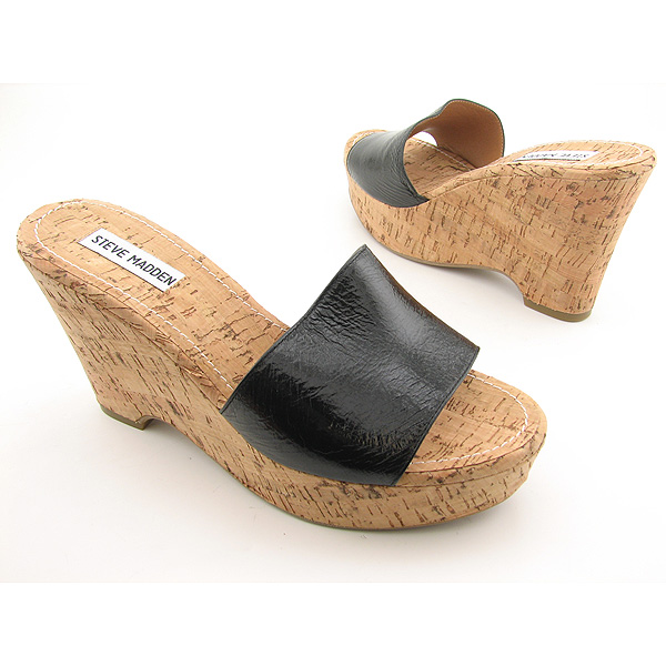 STEVE MADDEN Surg Platforms Wedges Shoes Black Womens