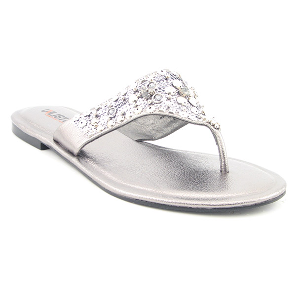 UNLISTED Shine On Me PU Flip Flops Silver