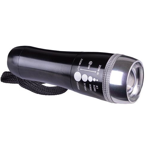 Halo Zoom Aluminum Adjustable Glowing Buttons LED Flashlight w/ Strobe