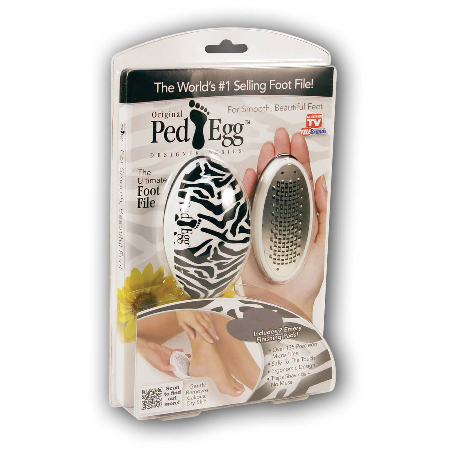 Ped Egg Pedicure Foot File with 2 Emery Finishing Pads Fits in Your