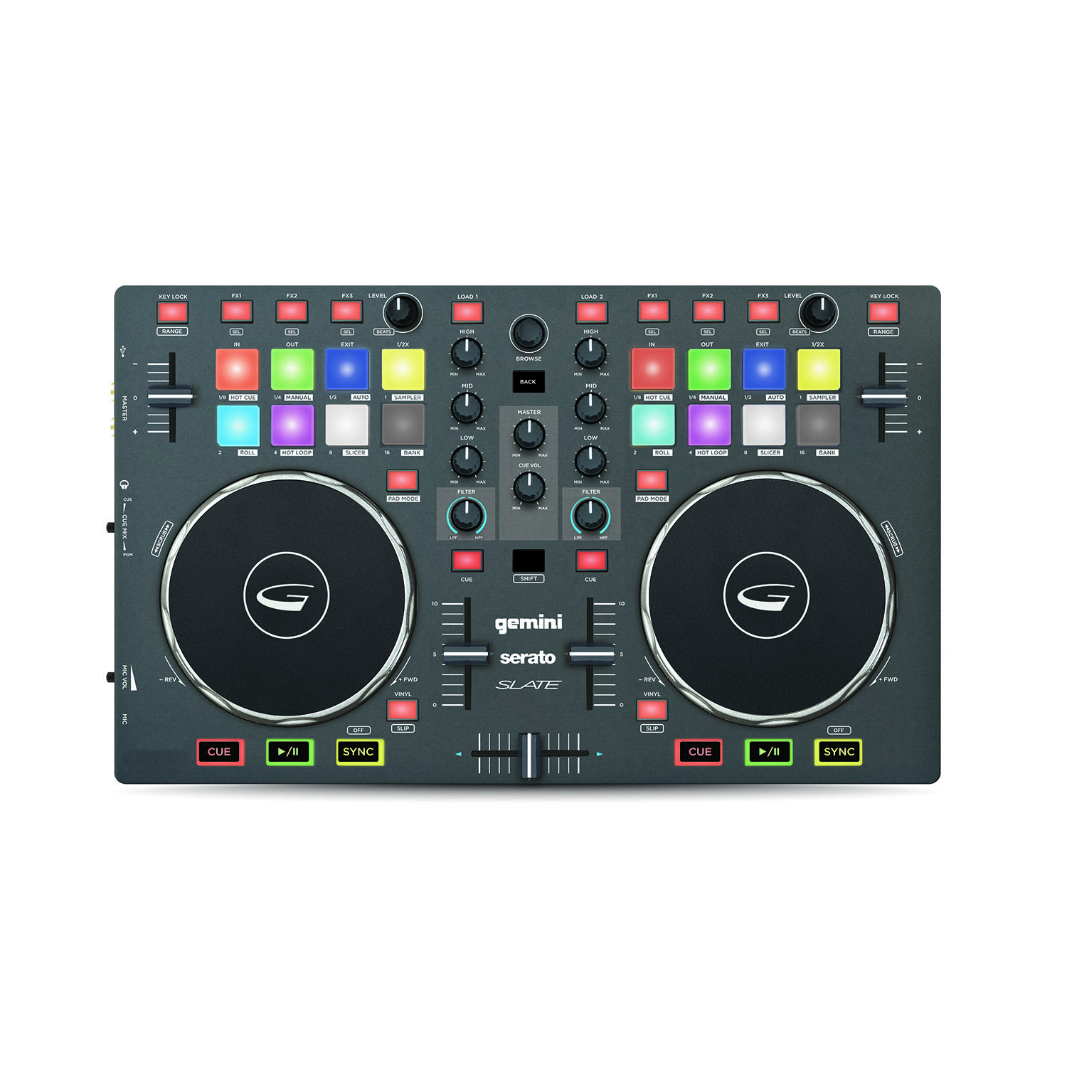 Gemini Slate Professional 2 Channel Serato Slim DJ USB MIDI Controller
