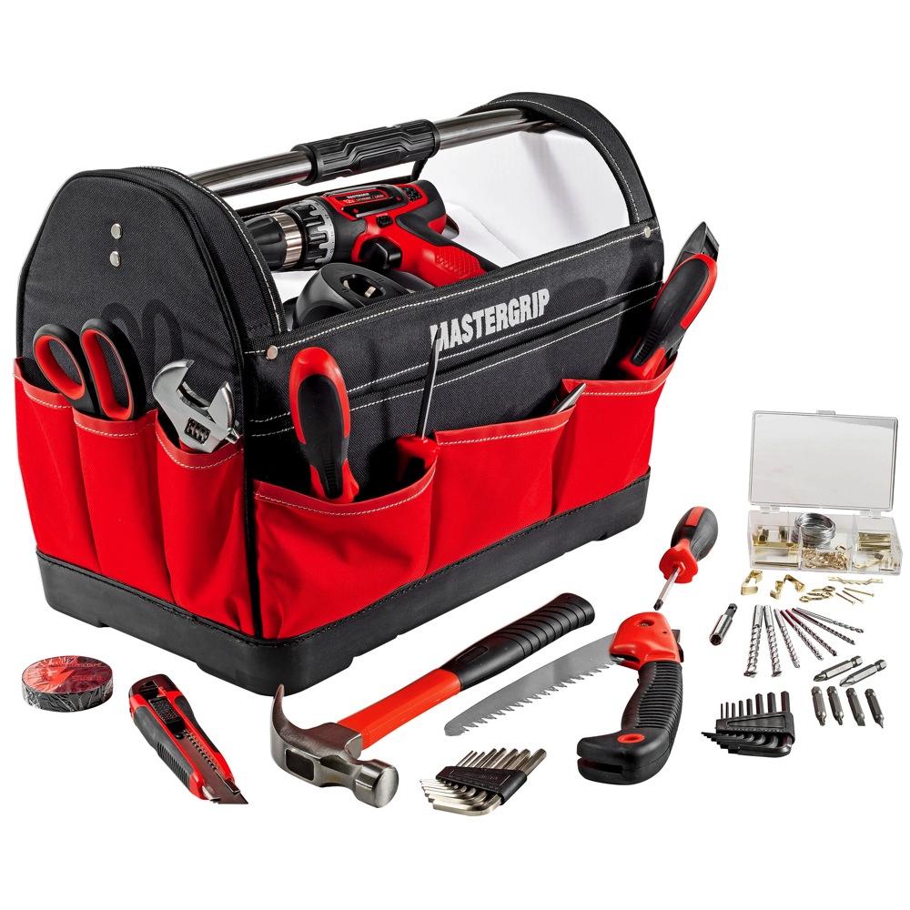 Mastergrip 44 pc Tool Set with Lithium Ion Cordless Drill and Tool Bag