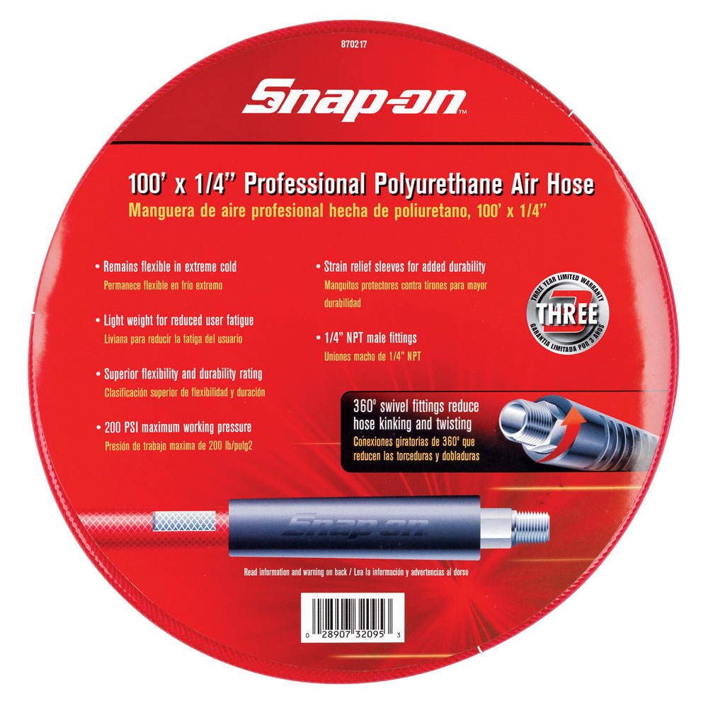 Snapon® 1/4" x 100 Ft. Lightweight Durable Polyurethane Air Hose