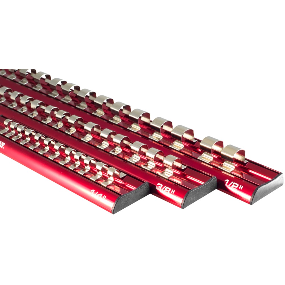 Powerbuilt 3 Pc. Socket Rail Set Holds 1/4", 3/8" 1/2" Sockets