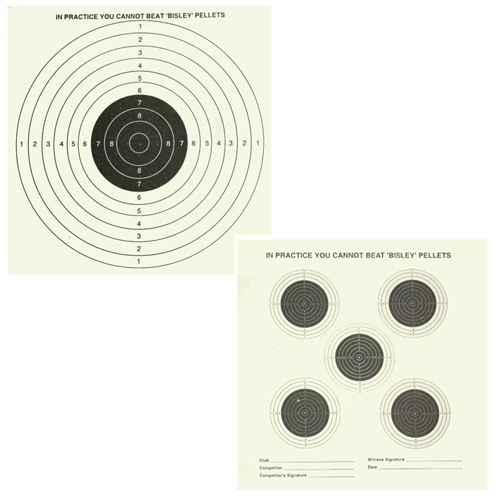 BISLEY DOUBLE SIDED AIR RIFLE PISTOL TARGETS 6 3/4 " 17cm SQUARE ALL