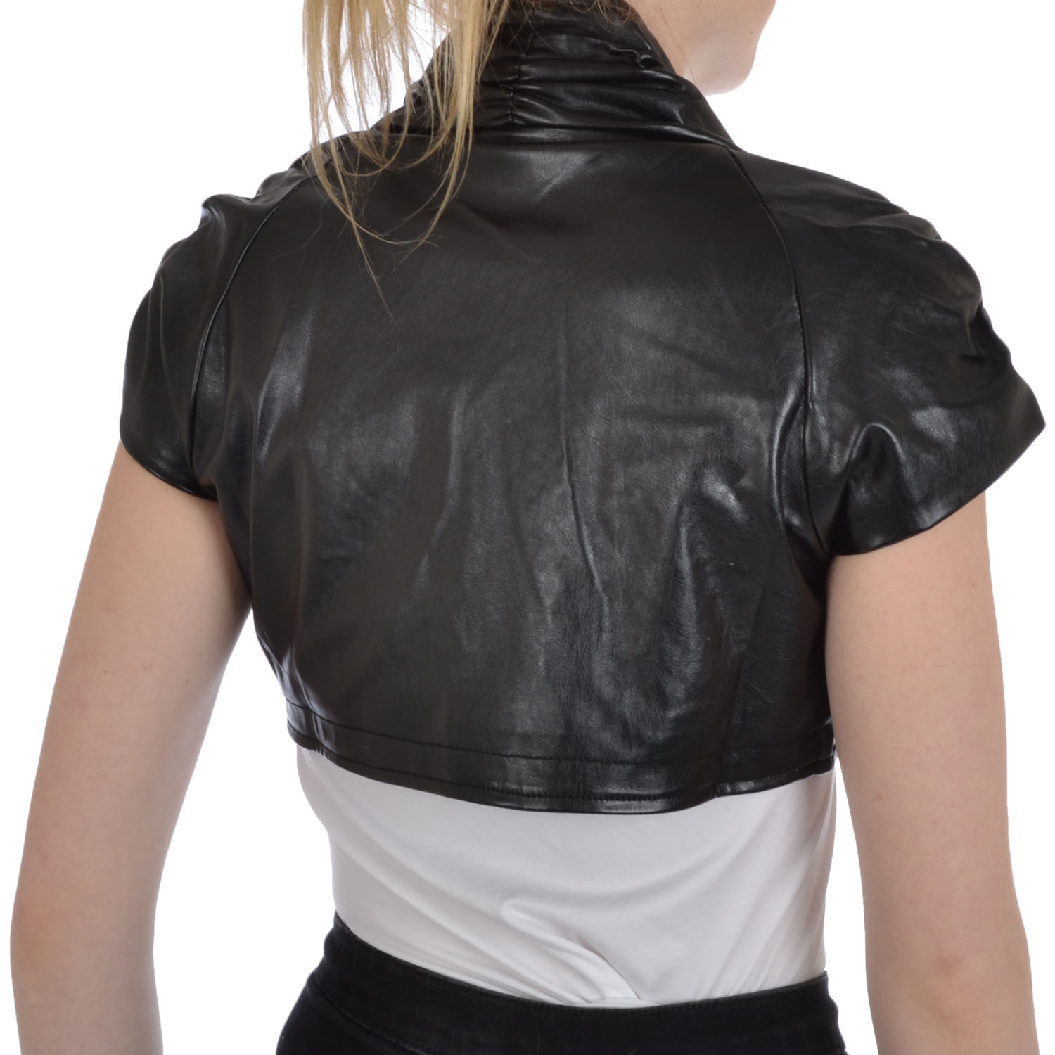 Miss Posh Womens Ladies Ruched Bolero Leather Look Shrug Top eBay