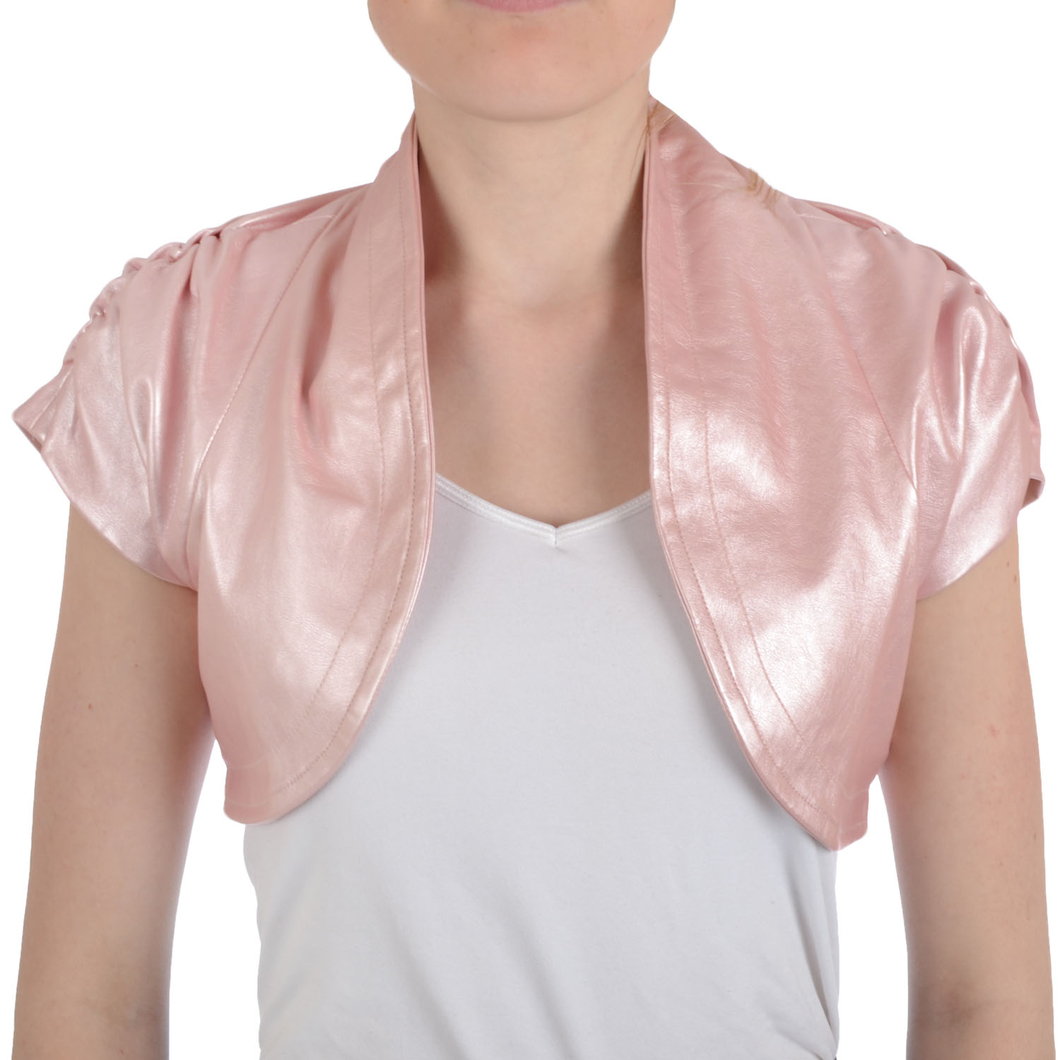Miss Posh Womens Ladies Ruched Bolero Leather Look Shrug Top eBay