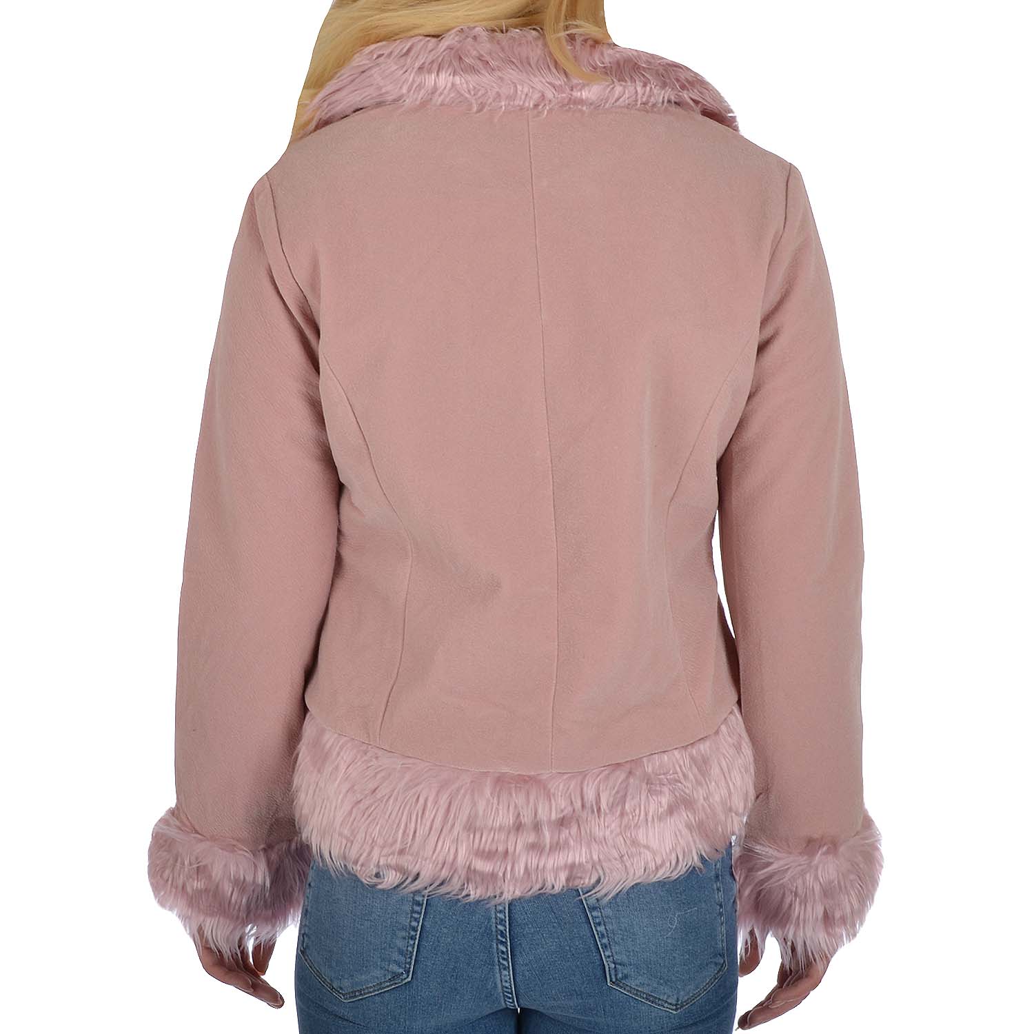 Outline Womens Ladies Faux Fur Waist Length Jacket Coat eBay