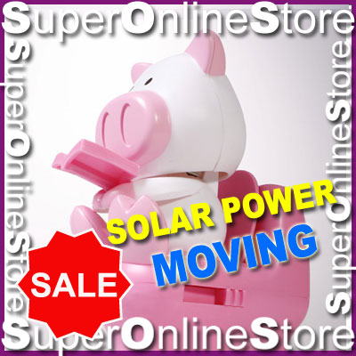 PIG PIGGY BOOK TOILET FLIP FLAP SOLAR POWER DECORATION