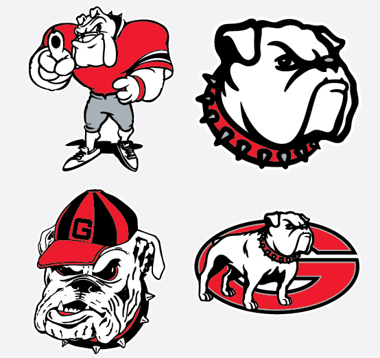 Bulldogs UGA Mascots 4 pack of 2" Vinyl Decals iPhone Laptop