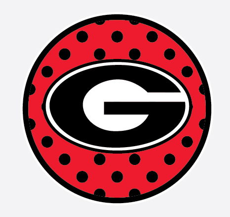 Georgia Bulldogs G Logo in POLKA DOT CIRCLE 4" Vinyl Decal Car Truck ...