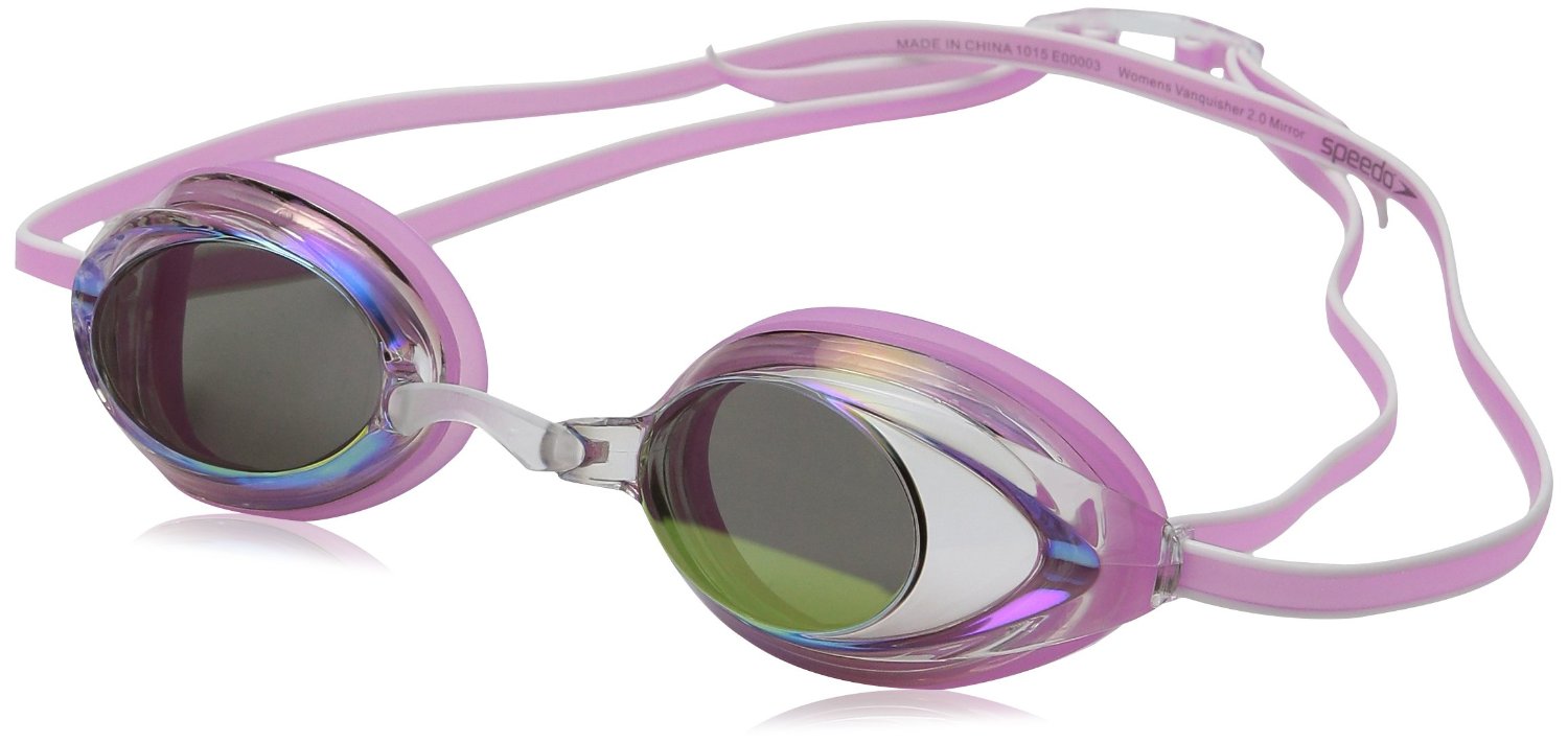 Speedo Competitive Women's Vanquisher 2.0 Mirrored AntiFog Swim Goggles, Pink