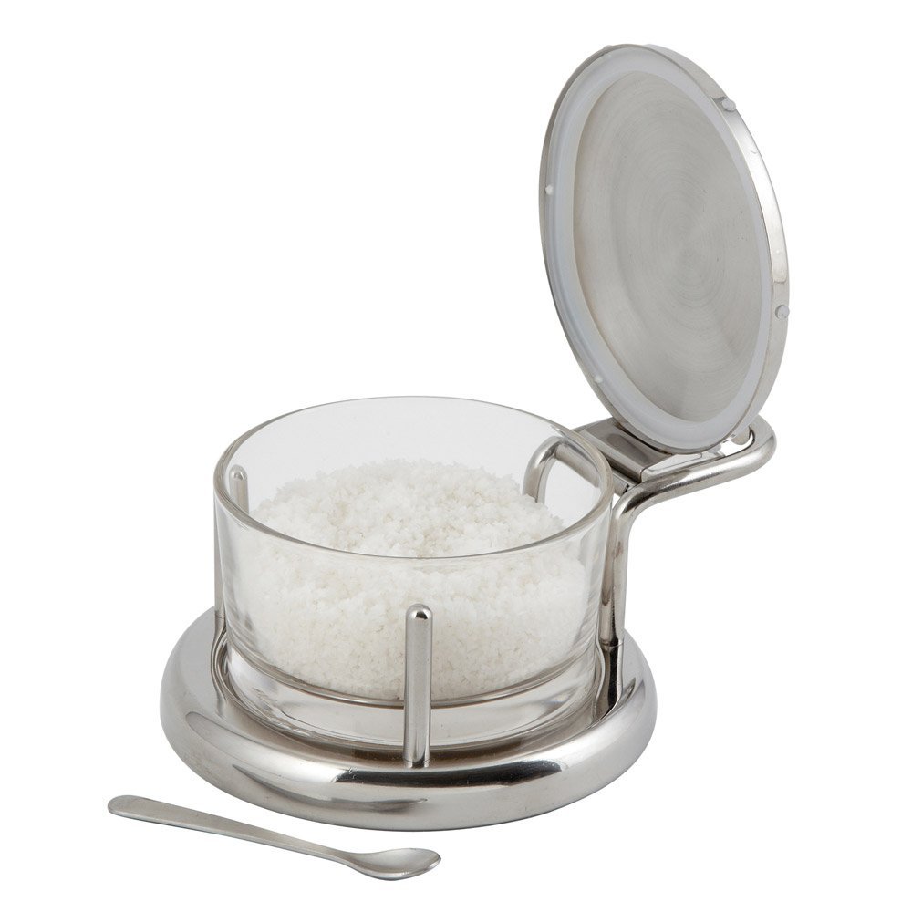 Alton Brown Good Eats Salt Cellar Stainless Steel & Glass Keeper Box
