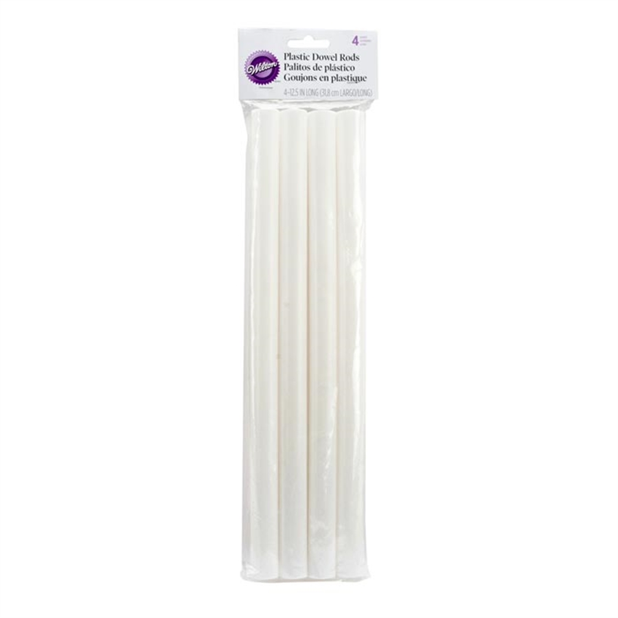 Wilton Dowel Rods White 4 Pack Heavy Duty Hollow Plastic 12.75" Length