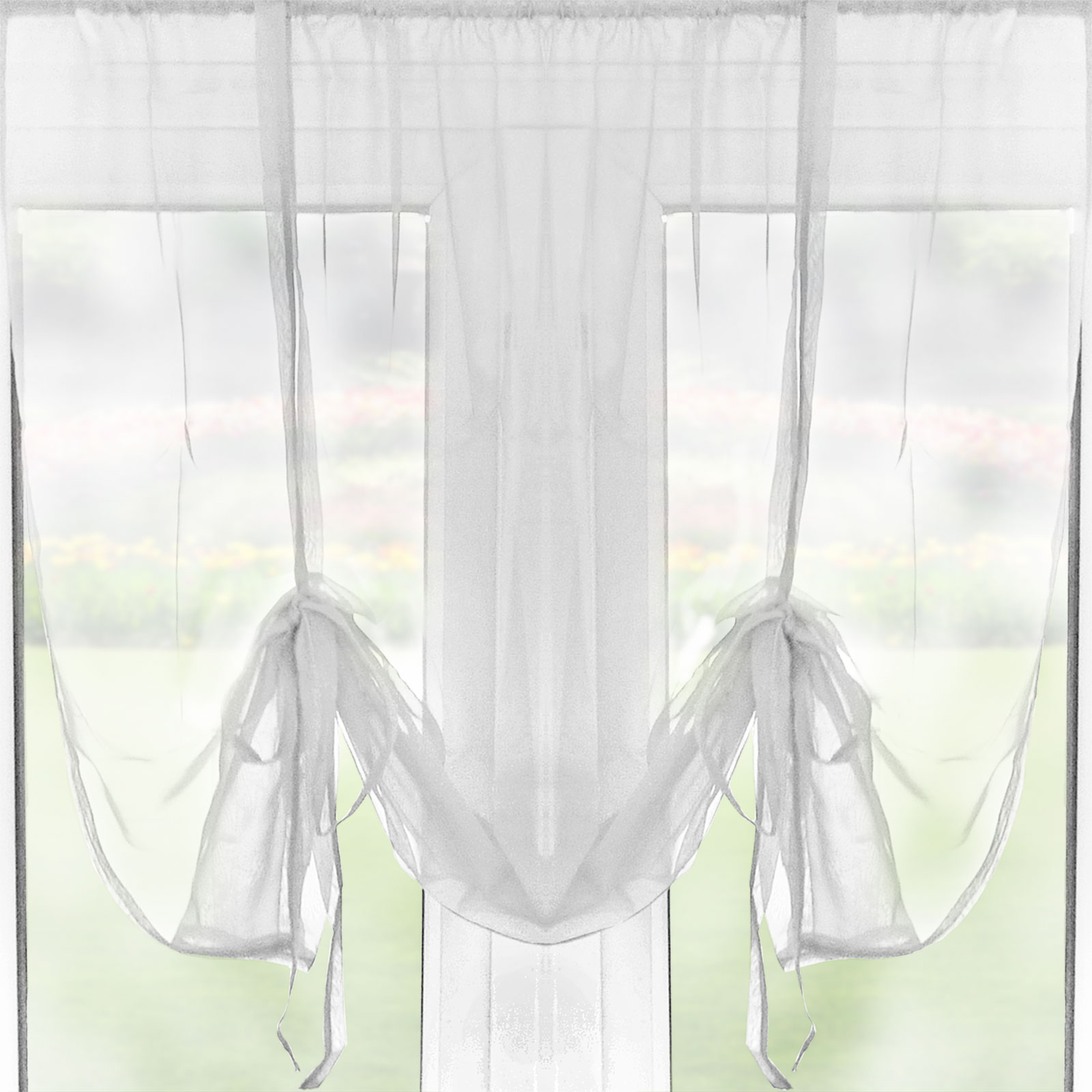 Ready Made Plain Voile Tie Blind Slot Top Net Curtain Panel 54 inch