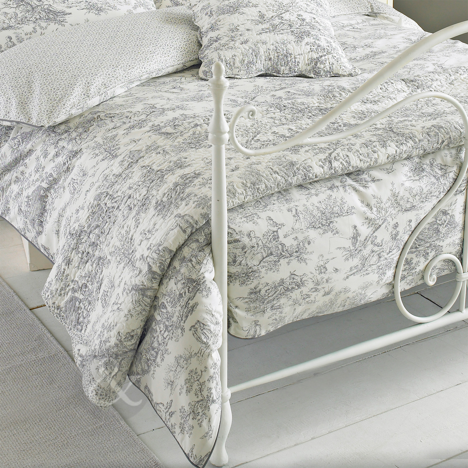 Vintage Toile Luxury Quilted Bedspread Floral 100 Cotton Bed Spread