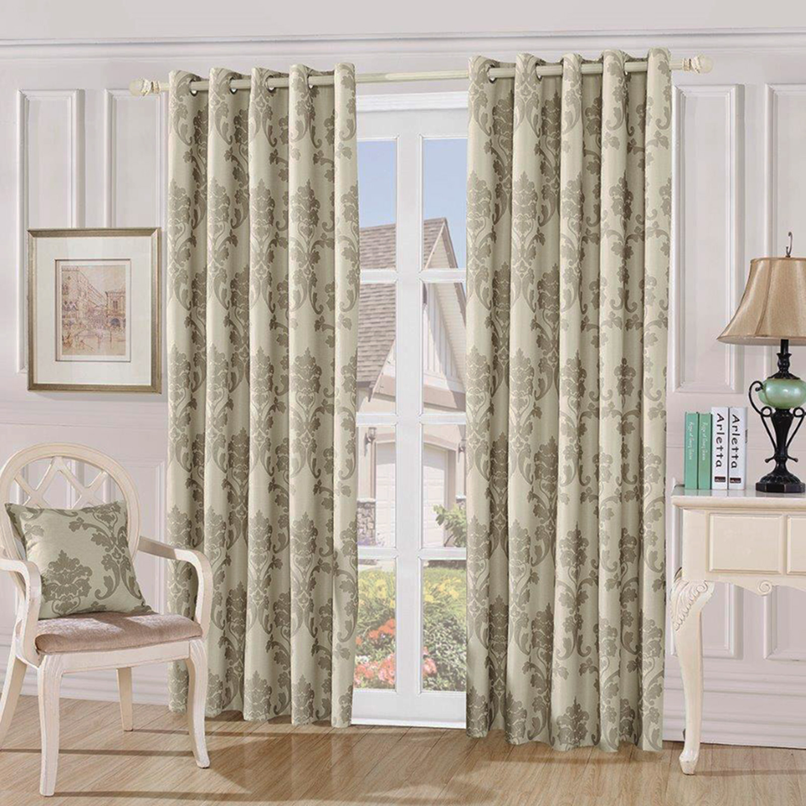 Fully Lined Quality Jacquard Damask Curtains Ready Made With Ring Top