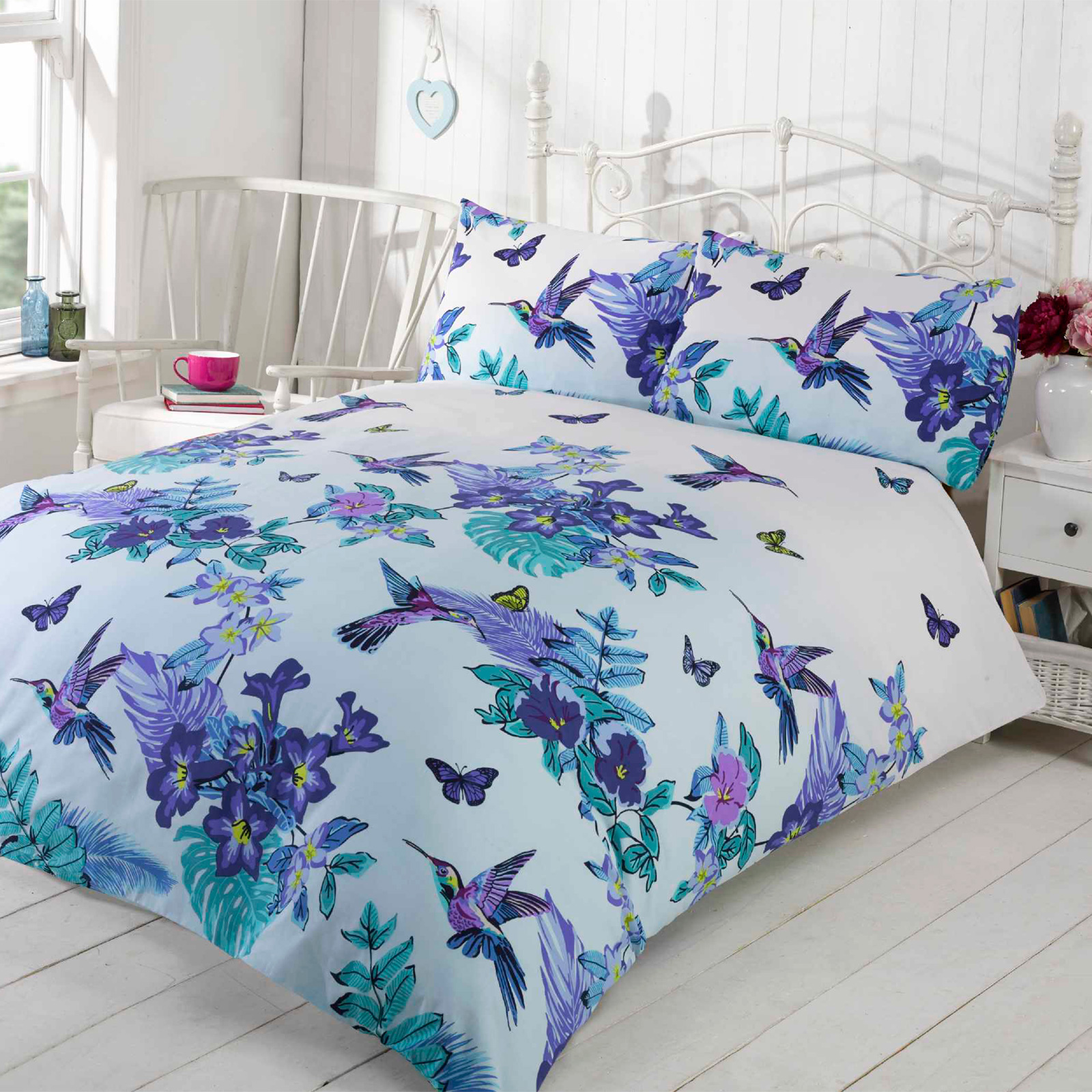 Tropical Nature Humming Birds Duvet Cover Set With Pretty Flowers - Tropicalnaturehummingbirdsduvetcoversetwith tropical nature humming birds duvet cover set with pretty flowers - tropicalnaturehummingbirdsduvetcoversetwith