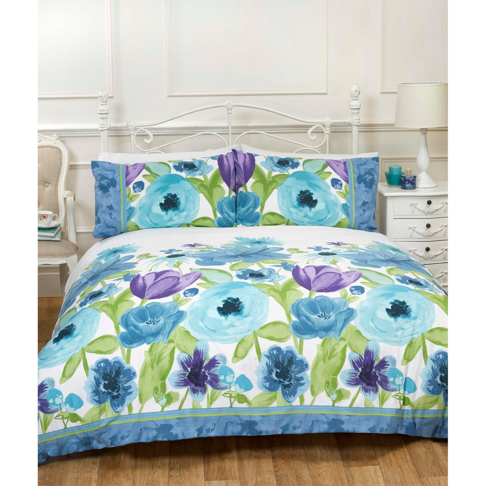 Spring Flower Duvet Cover Hand Painted Floral Effect Bedding In