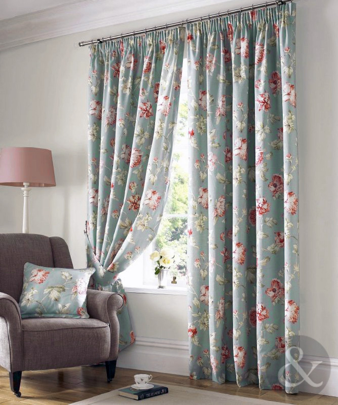 Fully Lined Apsley Floral Curtains Luxury Vintage Pencil Pleat