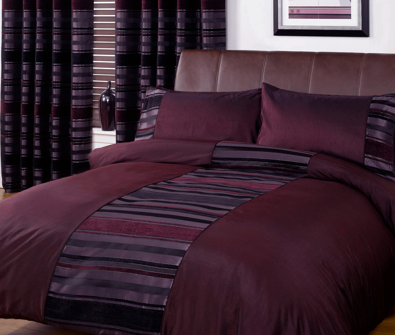 Striped Duvet Quilt Cover - Contemporary Chenille Bedding ...
