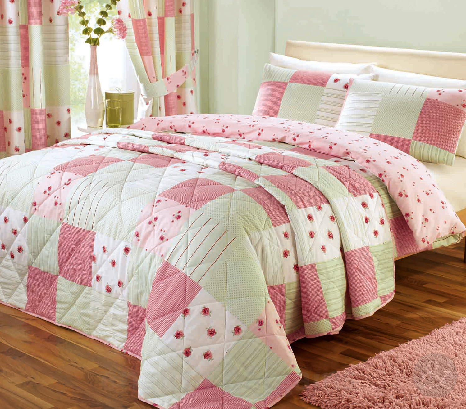 Vintage Patchwork Quilt Cover Floral Bedding Poly Cotton Bed Duvet