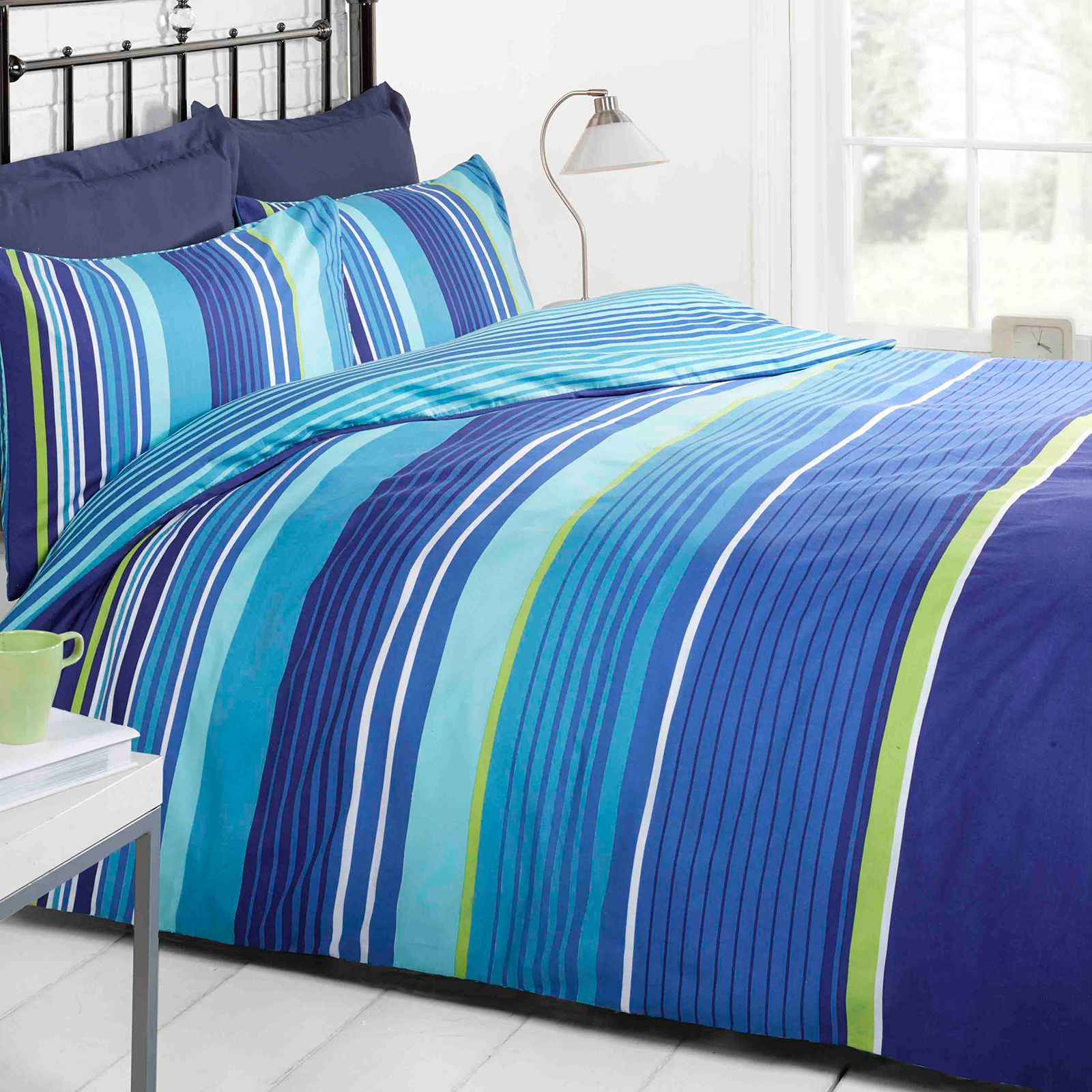 Multi Striped Bedding Cotton Rich Quilt Cover Contemporary Duvet