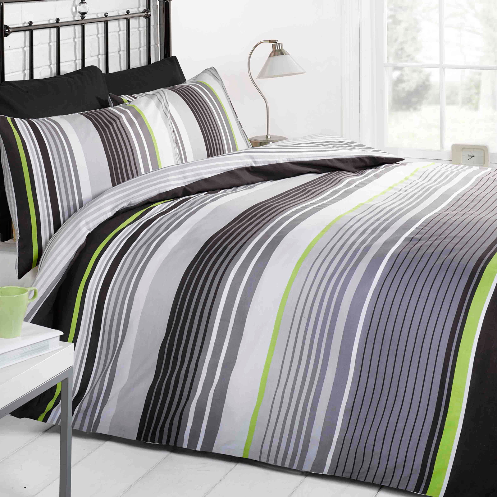 Multi Striped Bedding Cotton Rich Quilt Cover Contemporary Duvet