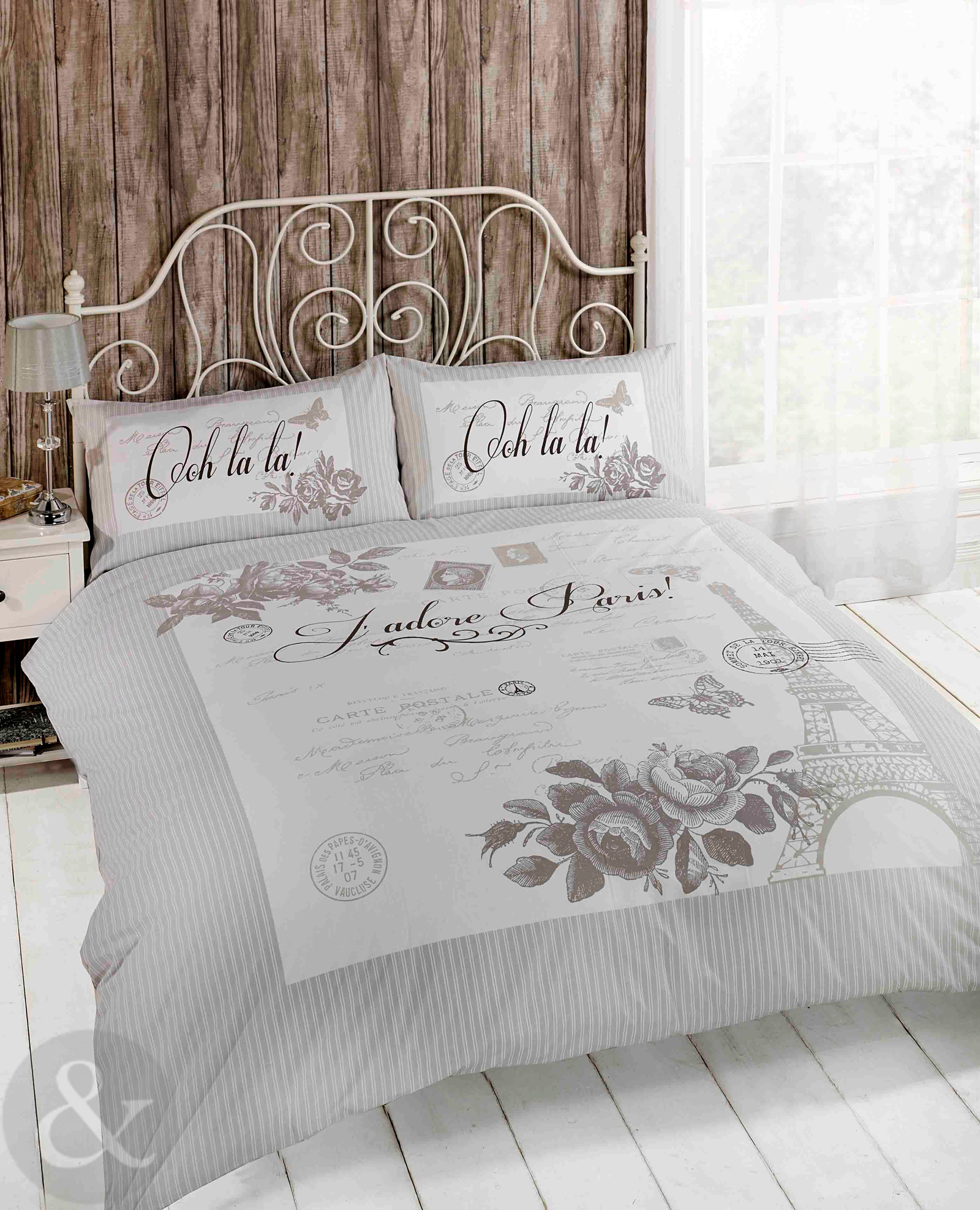 French Shabby Chic Duvet Cover - Luxury Natural Beige Grey Bedding Bed Set