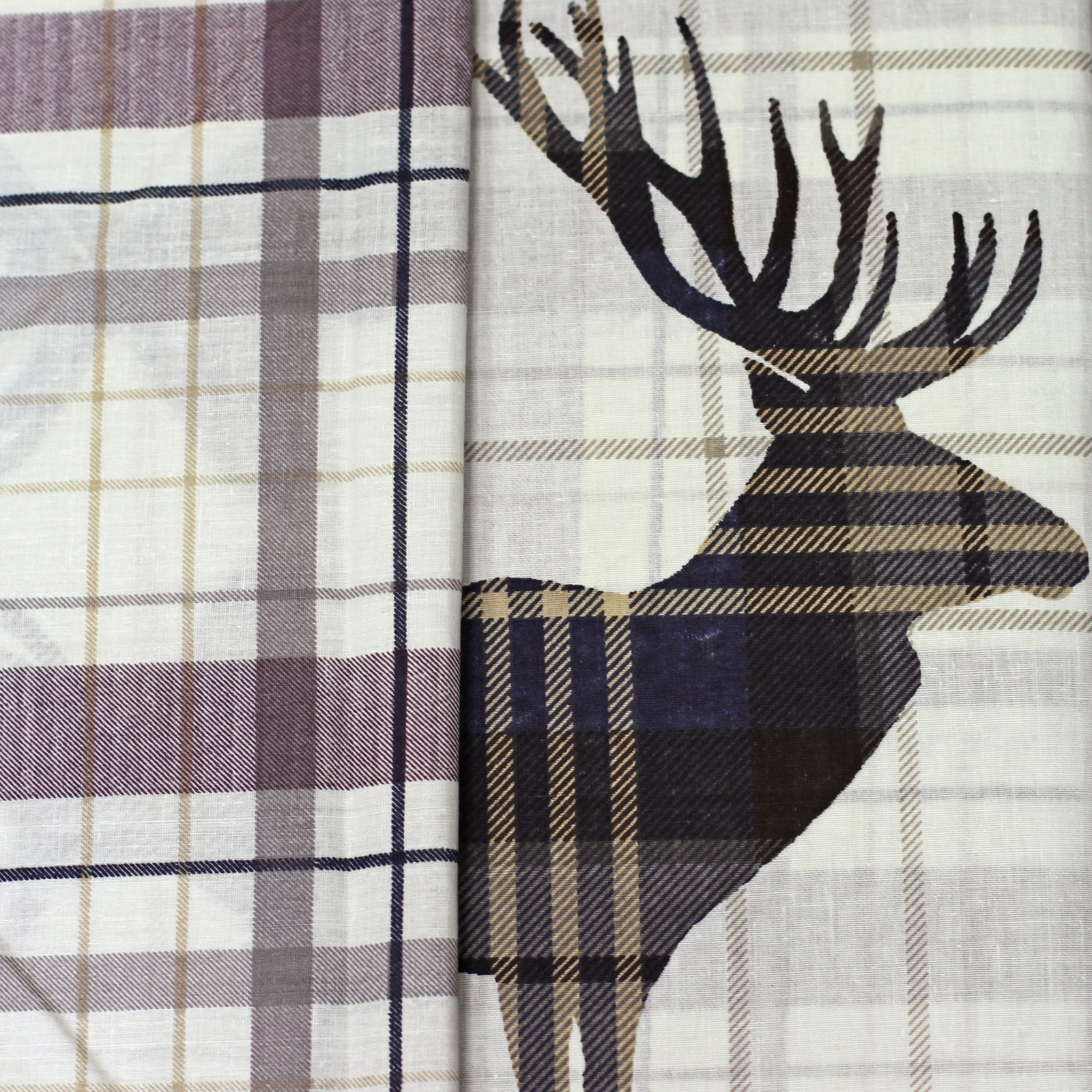 Scottish Highland Stag Duvet Cover Reversible Tartan Checked Bedding