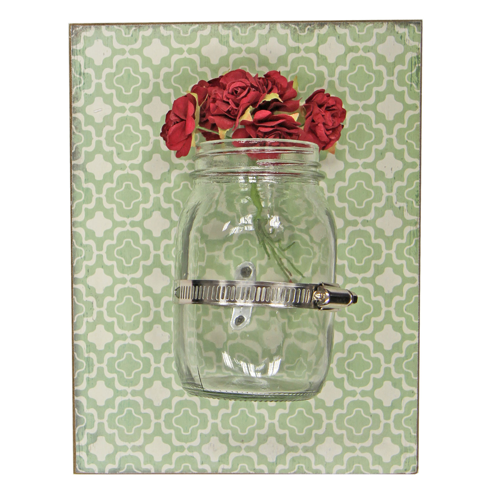 Vintage Moroccan Style Wooden Wall Mounted Vase Display with Geometric