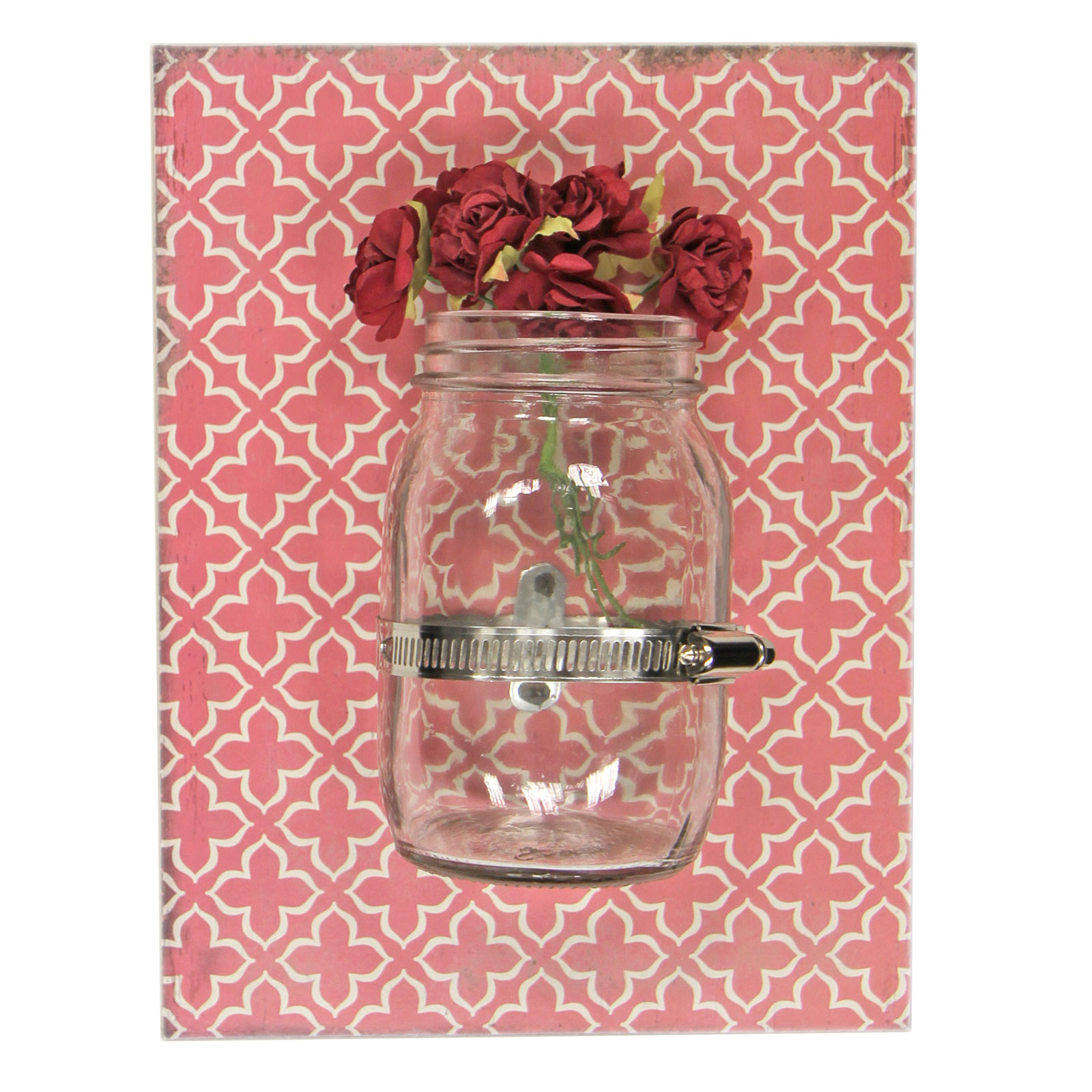 Vintage Moroccan Style Wooden Wall Mounted Vase Display with Geometric