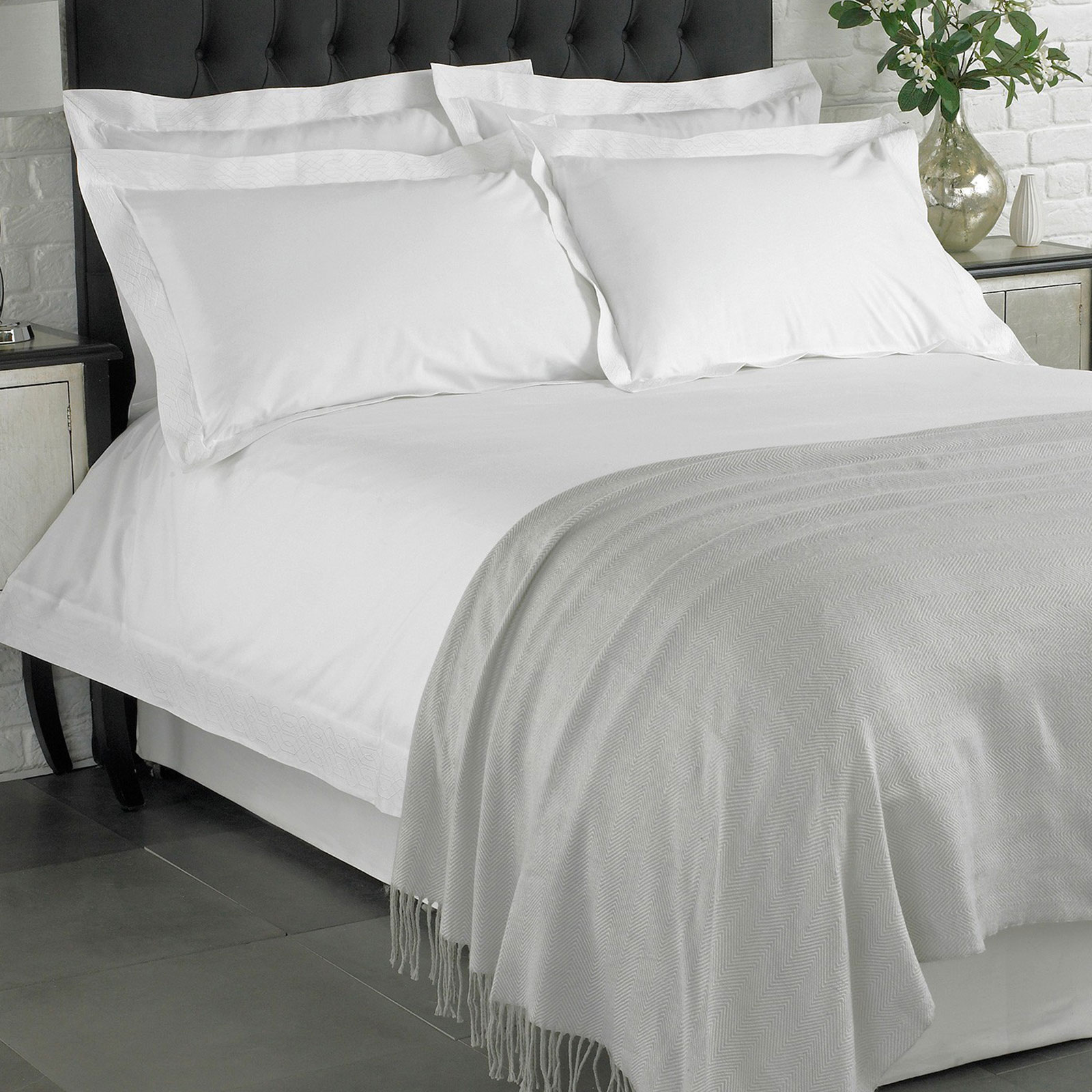 100 Cotton White Duvet Cover Luxury 200 Thread Count Embroidered