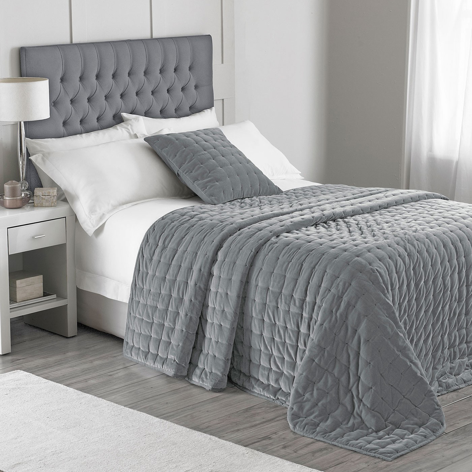 Contemporary & Soft Simple Quilted Velvet Bedspread Cover 240 x 260 cm eBay