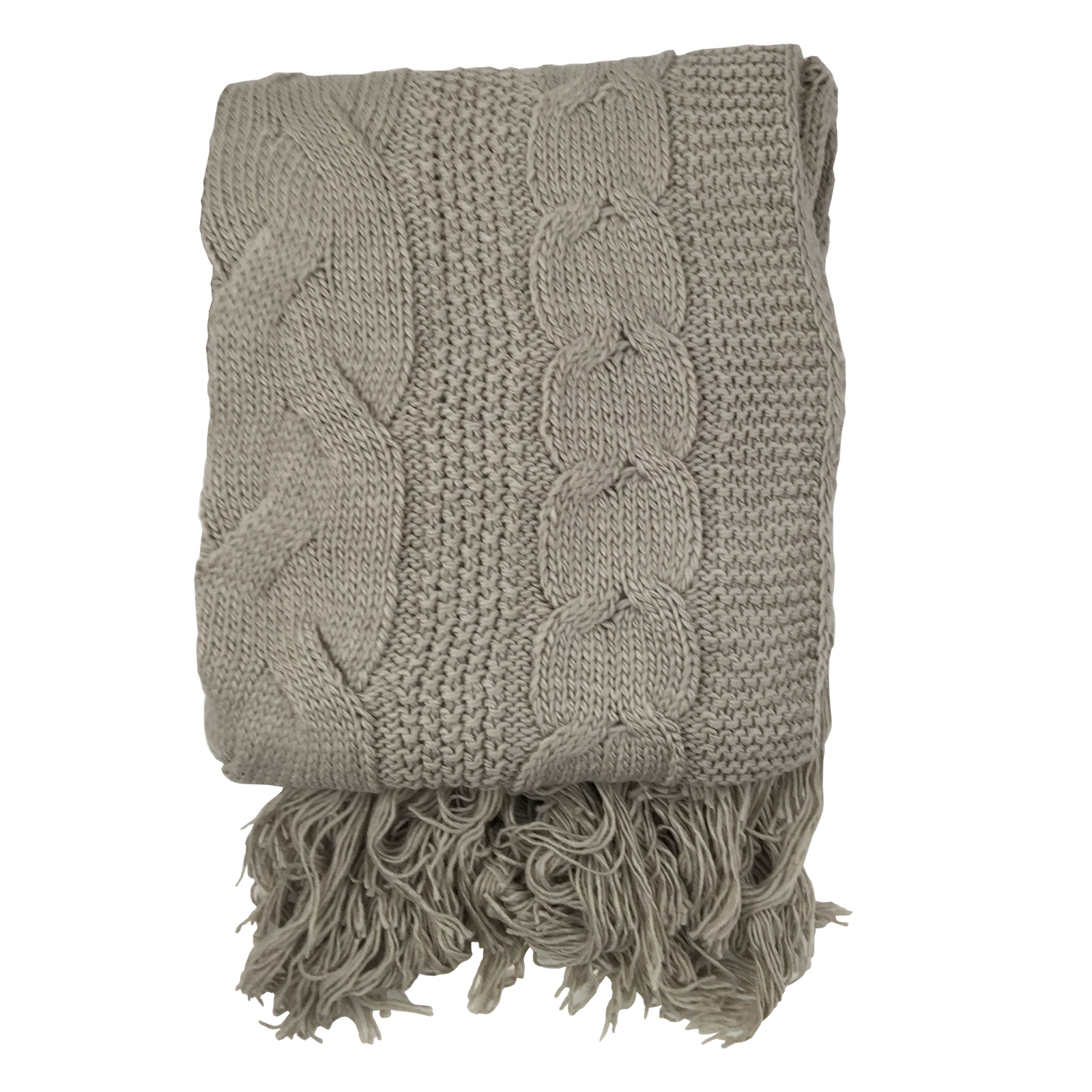 Soft Cable Stitch Knitted Throw Blanket with Tasselled Edge For Sofas &...