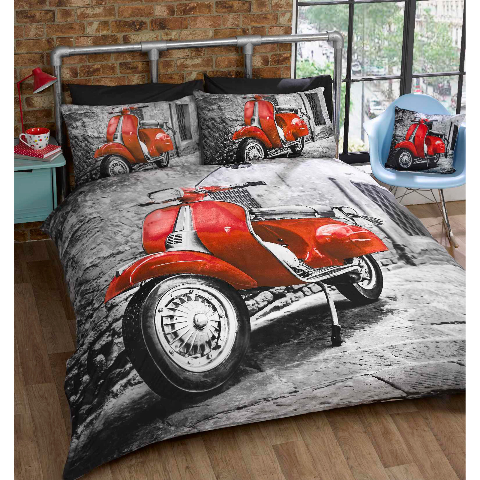 Cool-Retro-Mod-Scooter-Duvet-Cover-Photo-Print-