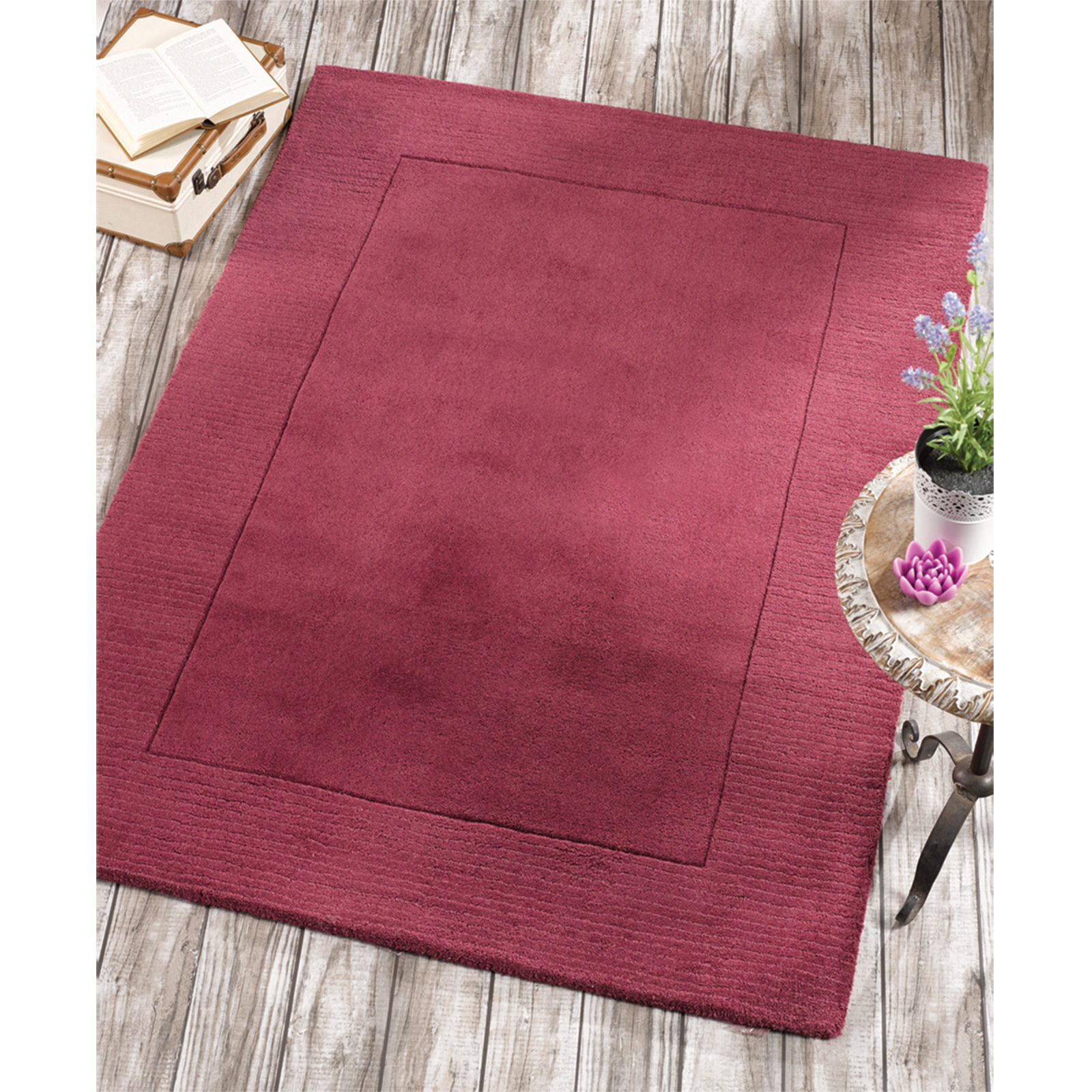Plain Dyed Carpet Rug With Textured Border In Thick & Super Soft 100