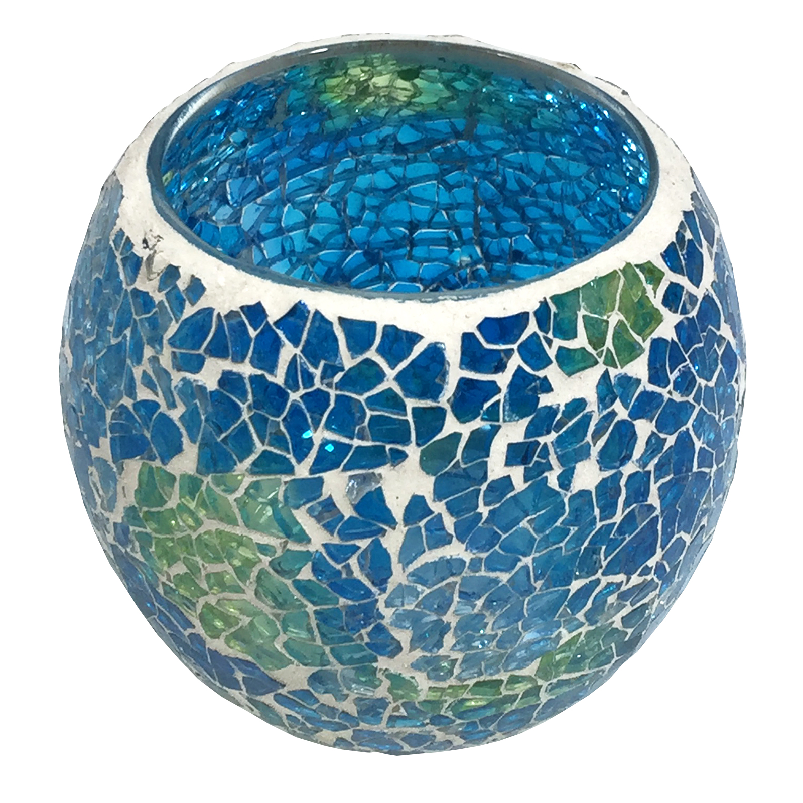 Mosaic Coloured Glass Round Tea Light Candle Holder Home Decoration