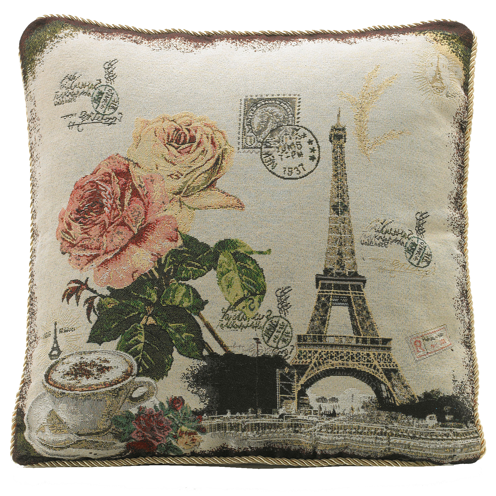 Vintage Tapestry Cushion Cover 18" X 18" Chenille Woven Scatter