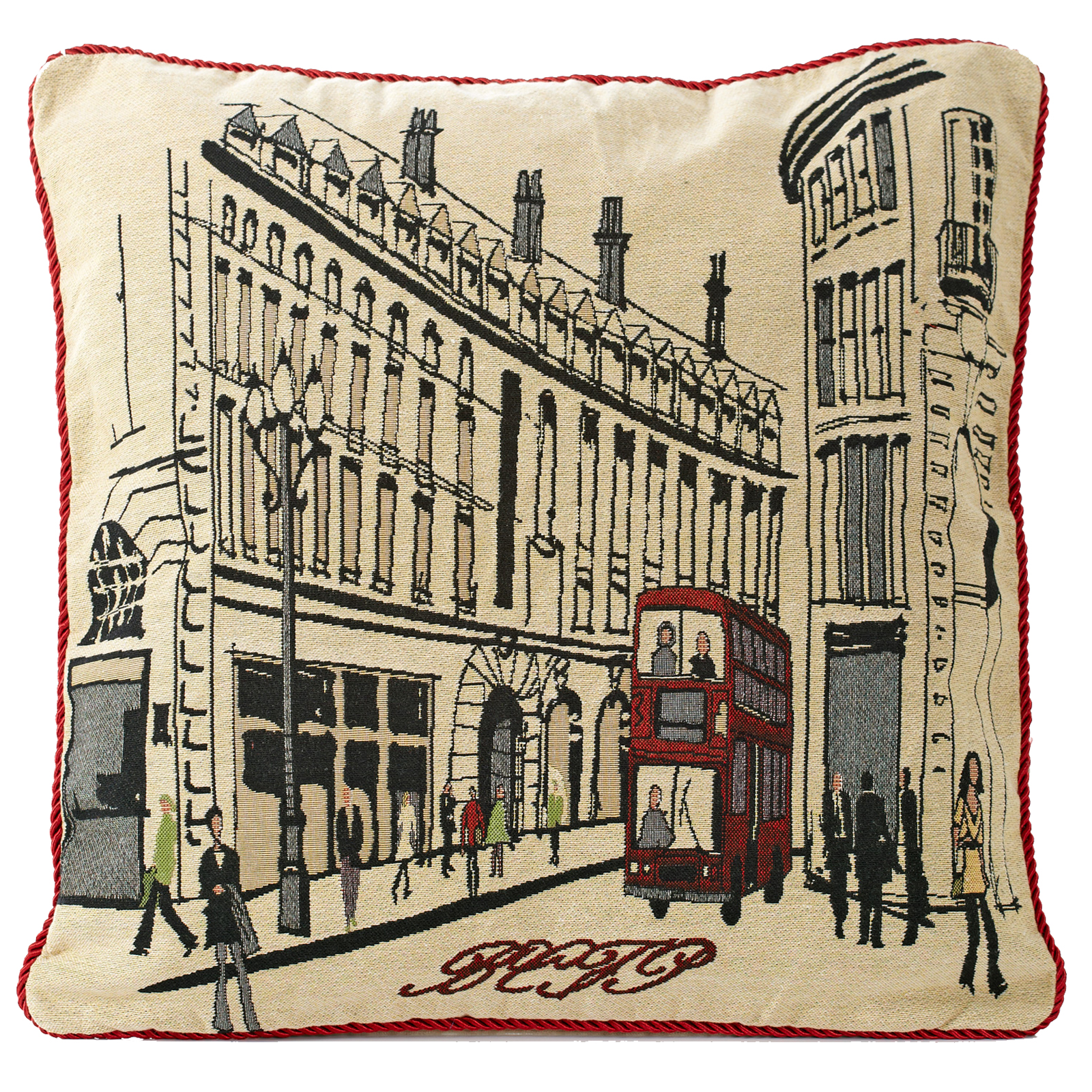 Vintage Tapestry Cushion Cover 18" X 18" Chenille Woven Scatter